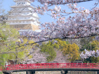 Himeji with red bridge