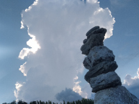 Cairn with clouds